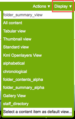 Select Default Content Item Select Default Content Item