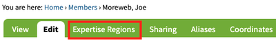 Expertise Regions Tab Expertise Regions Tab