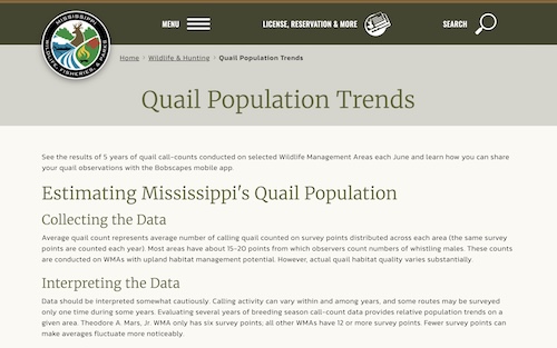 Mississippi Quail Population Trends